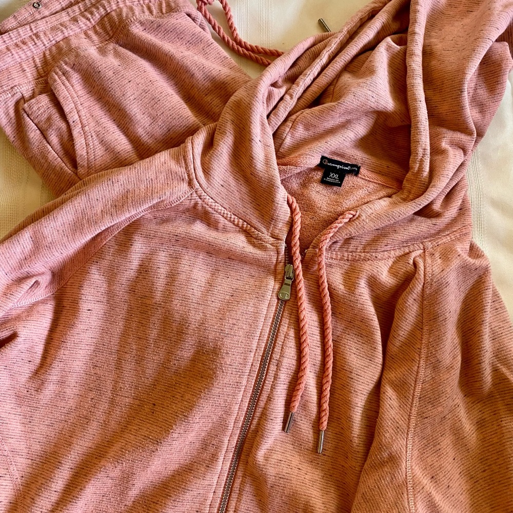Pink Zip-Up Hoodie and Joggers Set (XL pants XXL sweater)